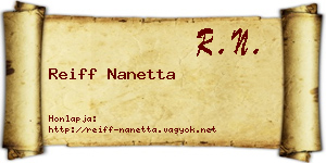 Reiff Nanetta névjegykártya